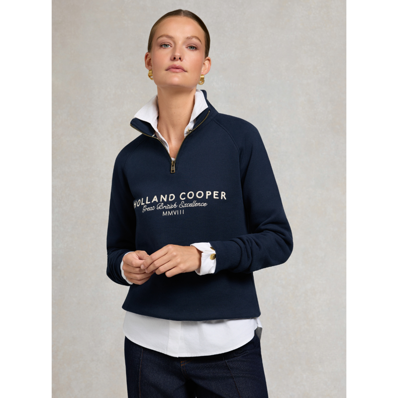 Holland Cooper Sporting Goods Zip Henley - Ink Navy-1