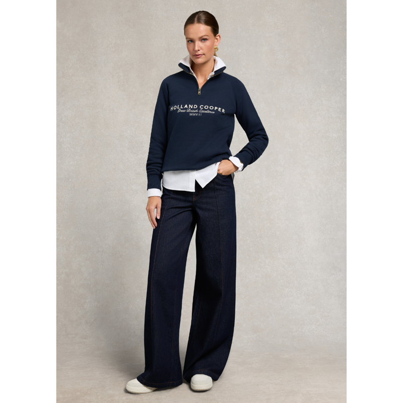 Holland Cooper Sporting Goods Zip Henley - Ink Navy-4