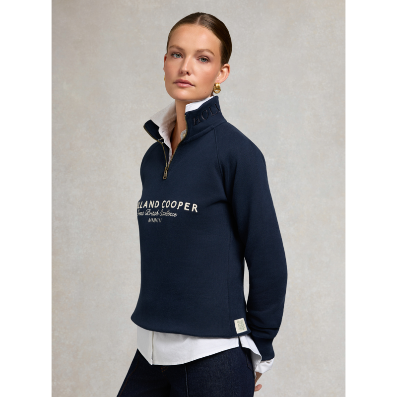 Holland Cooper Sporting Goods Zip Henley - Ink Navy-2