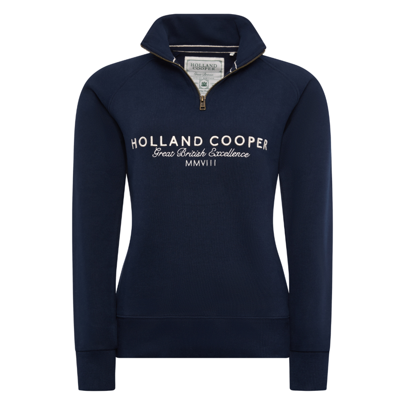 Holland Cooper Sporting Goods Zip Henley - Ink Navy-5