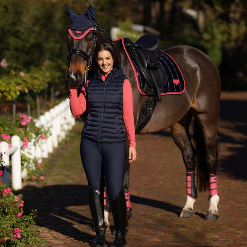LeMieux Rose Hooded Puffer Gilet - Navy-6
