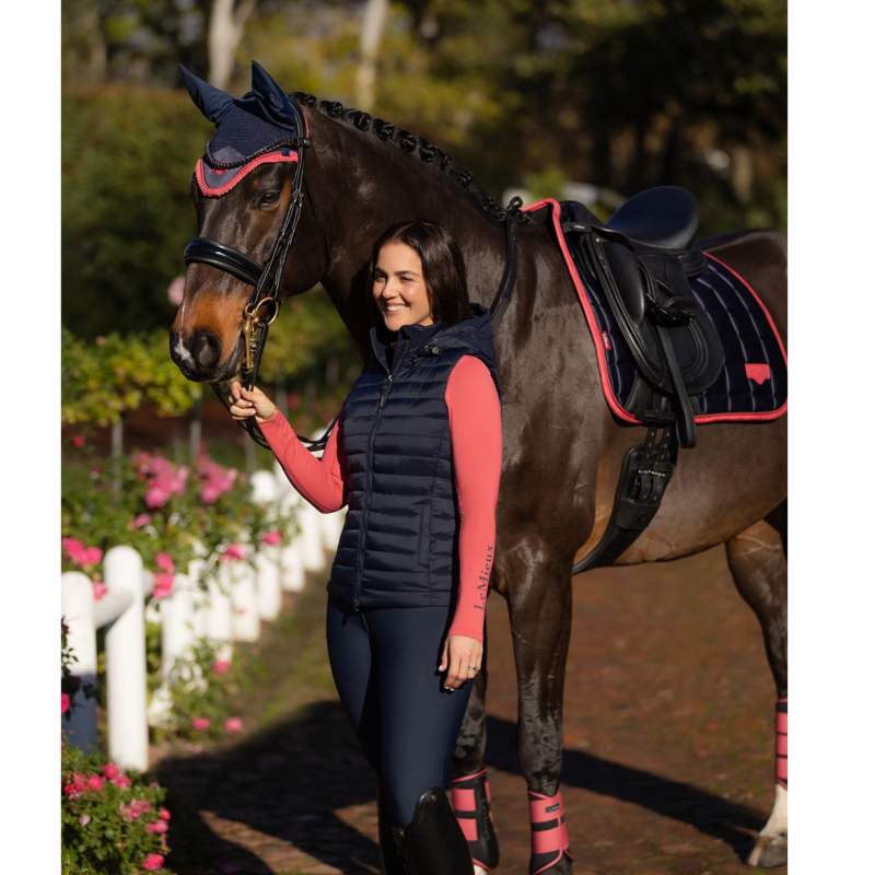 LeMieux Rose Hooded Puffer Gilet - Navy-5