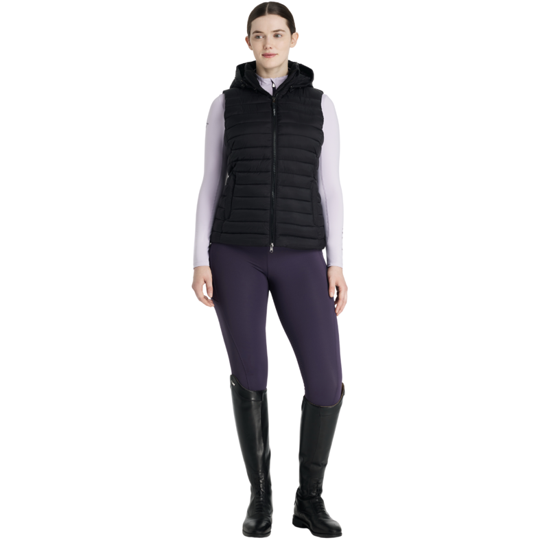 LeMieux Rose Hooded Puffer Gilet - Black-2