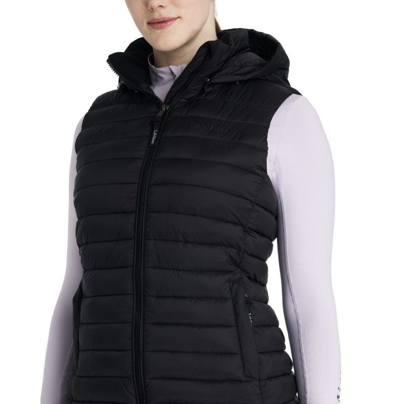 LeMieux Rose Hooded Puffer Gilet - Black-3