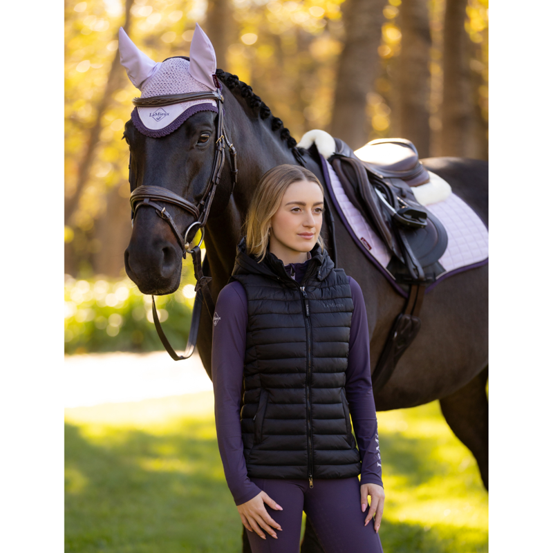 LeMieux Rose Hooded Puffer Gilet - Black-5