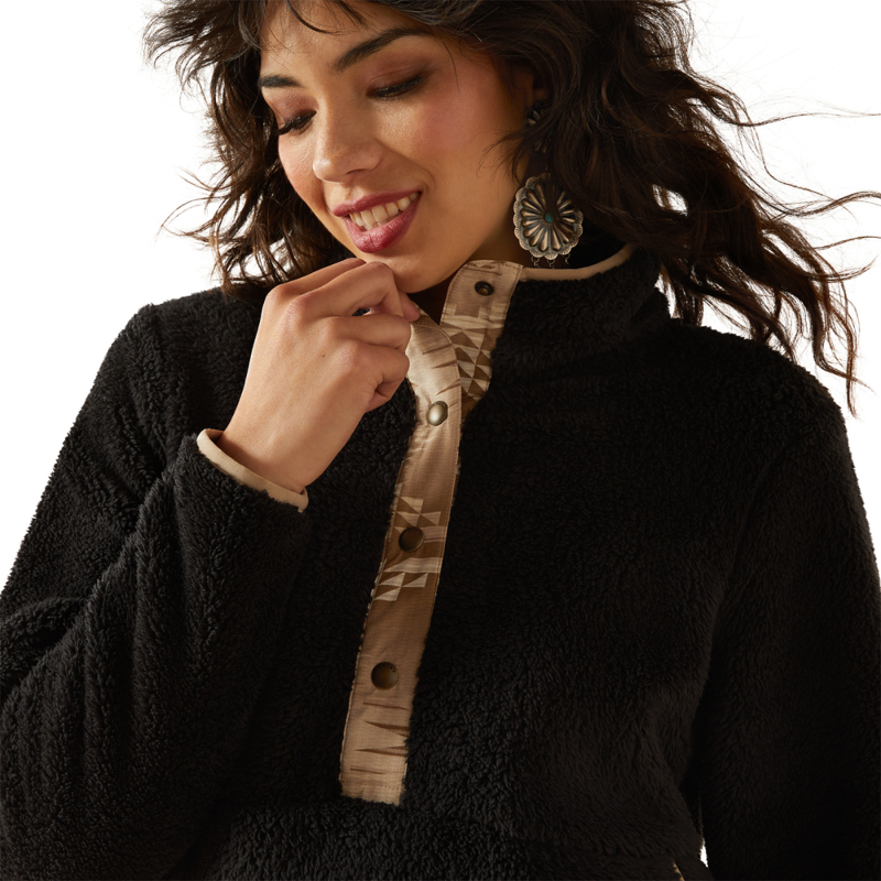 Ariat Women's Berber Snap Front Sweatshirt - Black-4