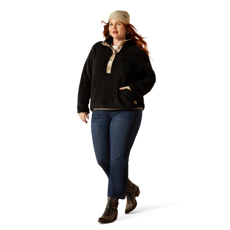 Ariat Women's Berber Snap Front Sweatshirt - Black-6
