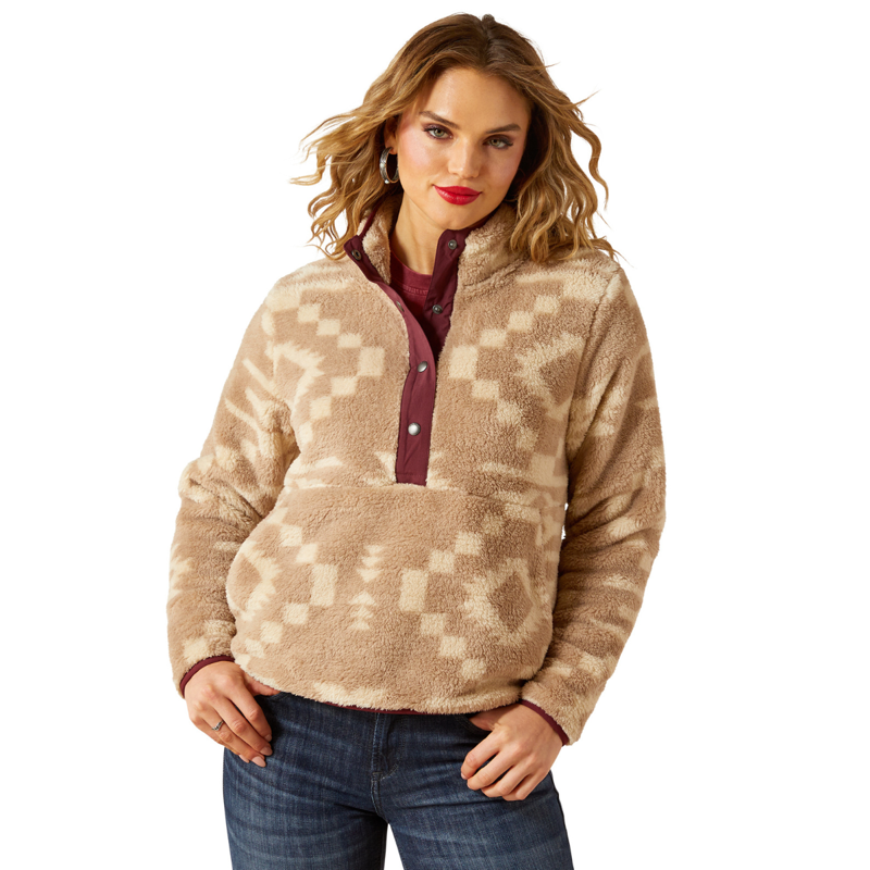 Ariat Women's Berber Snap Front Sweatshirt - Lone Ridge Print-2