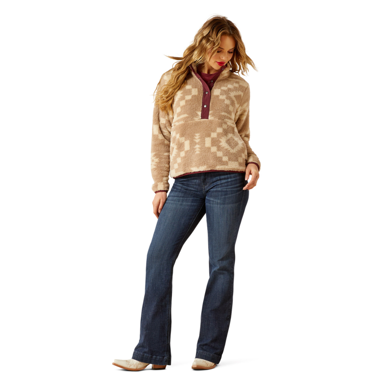 Ariat Women's Berber Snap Front Sweatshirt - Lone Ridge Print-6