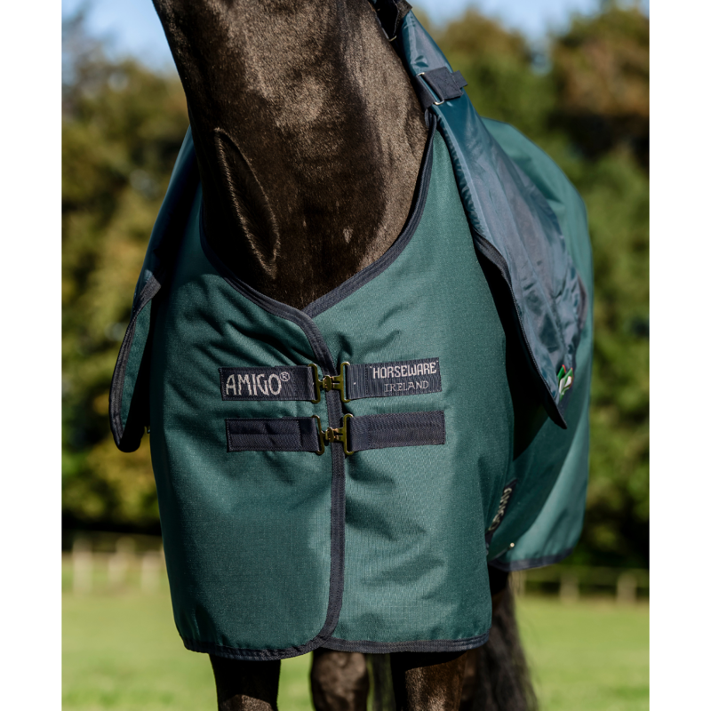 Horseware Amigo Ripstop 900D Plus 100g Turnout Rug - Dynasty Green/Navy Silver-2