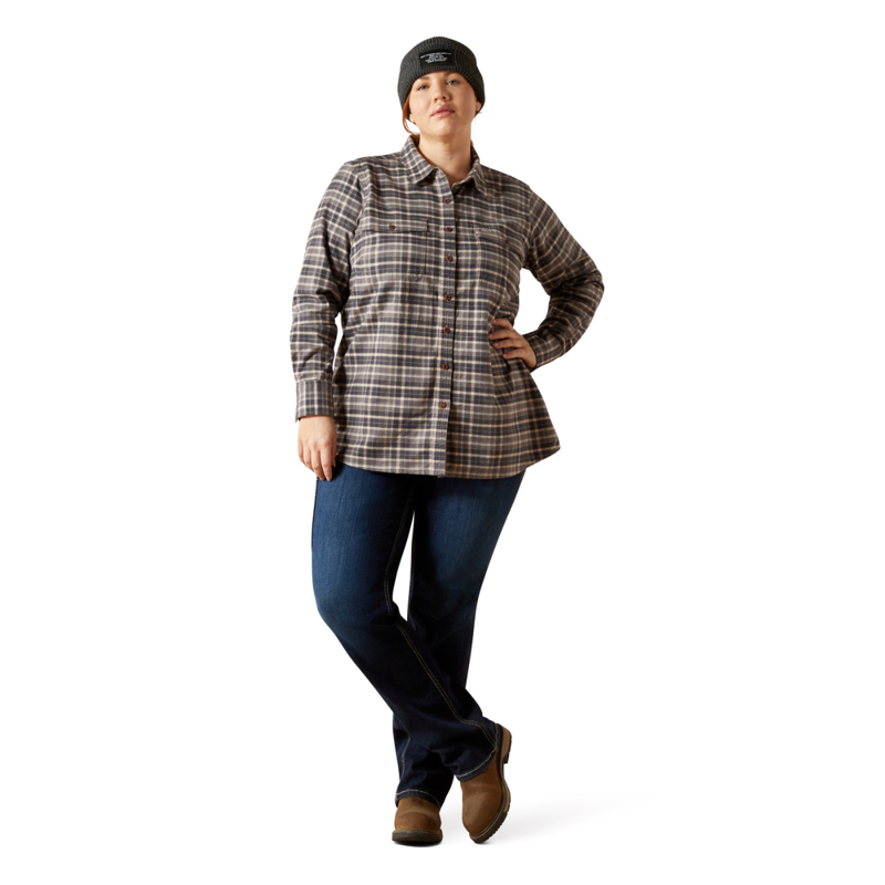 Ariat Women's Rebar Flannel DuraStretch Work Shirt - Charcoal Grey-7