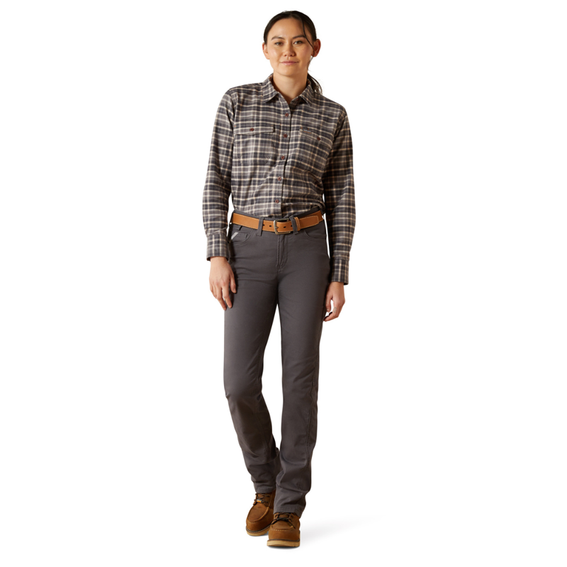 Ariat Women's Rebar Flannel DuraStretch Work Shirt - Charcoal Grey-6