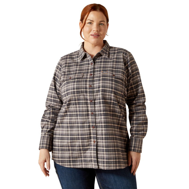 Ariat Women's Rebar Flannel DuraStretch Work Shirt - Charcoal Grey-2