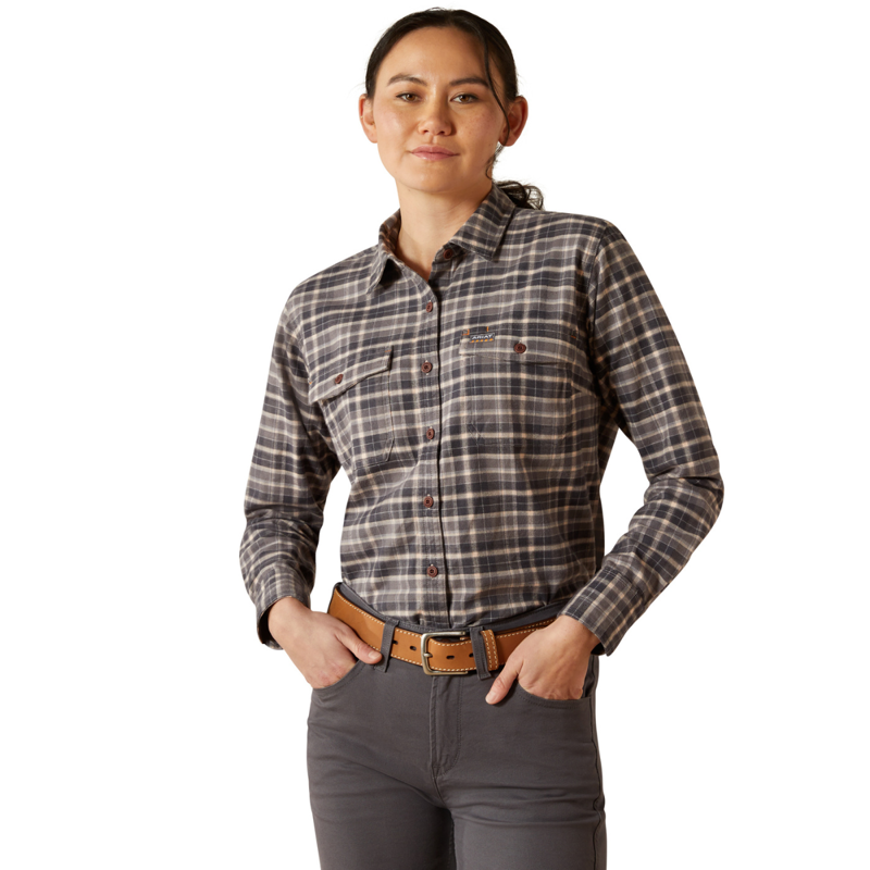 Ariat Women's Rebar Flannel DuraStretch Work Shirt - Charcoal Grey