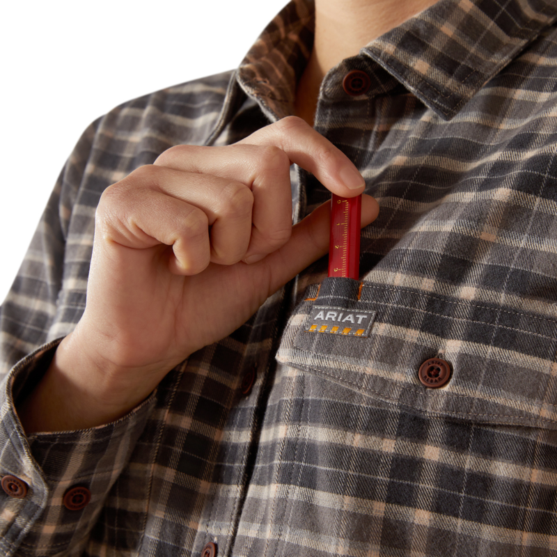 Ariat Women's Rebar Flannel DuraStretch Work Shirt - Charcoal Grey-4