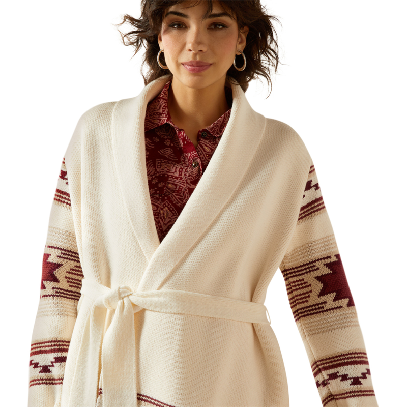 Ariat Women's Westward Wrap Sweater - Cream Southwest Print-2
