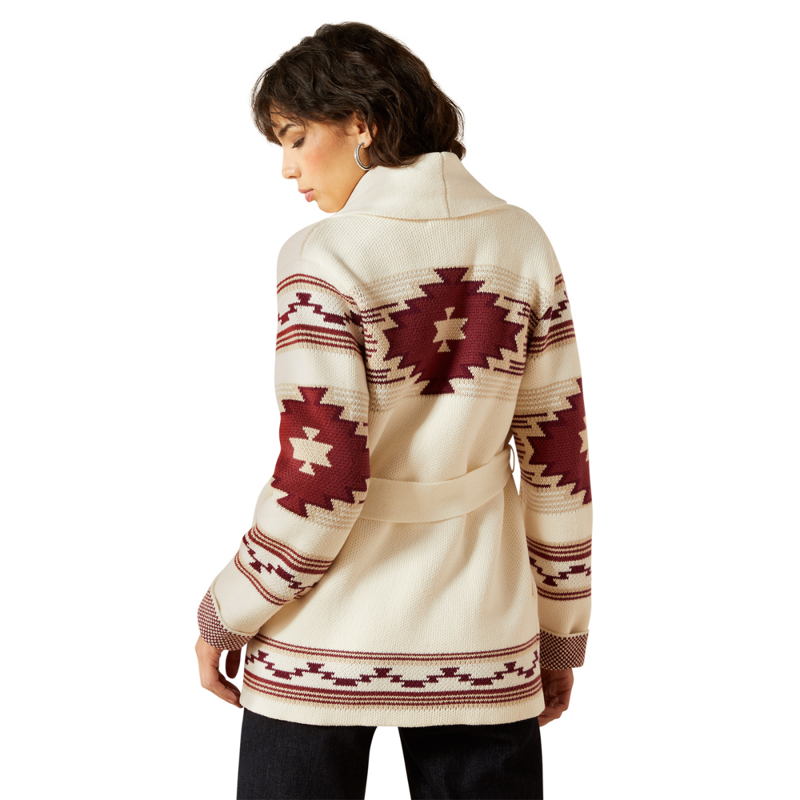 Ariat Women's Westward Wrap Sweater - Cream Southwest Print-1