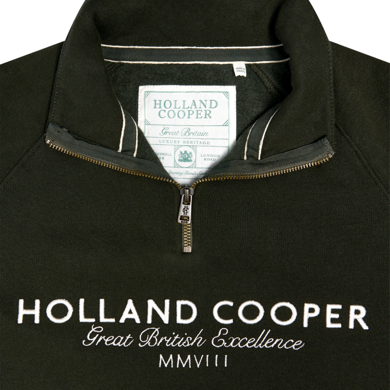Holland Cooper Sporting Goods Zip Henley - Racing Green-6