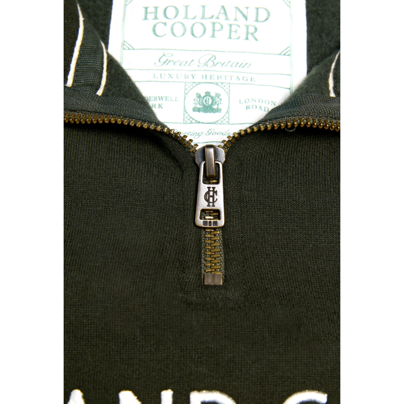 Holland Cooper Sporting Goods Zip Henley - Racing Green-5