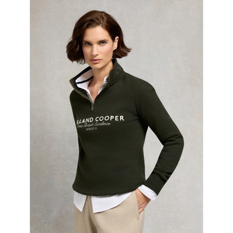 Holland Cooper Sporting Goods Zip Henley - Racing Green-1