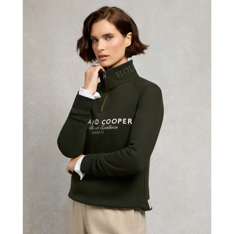 Holland Cooper Sporting Goods Zip Henley - Racing Green-2