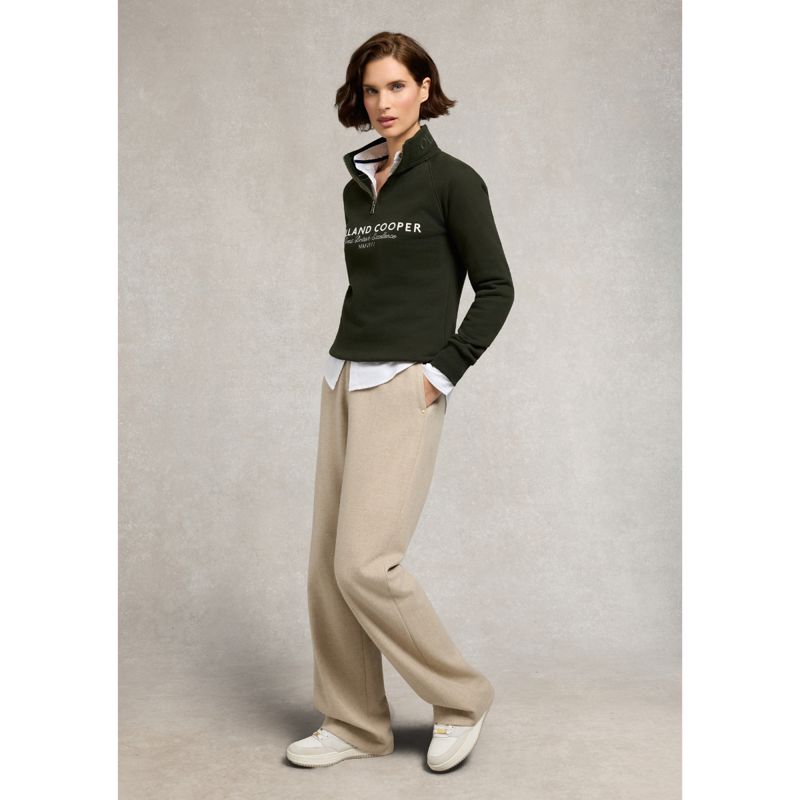 Holland Cooper Sporting Goods Zip Henley - Racing Green-4