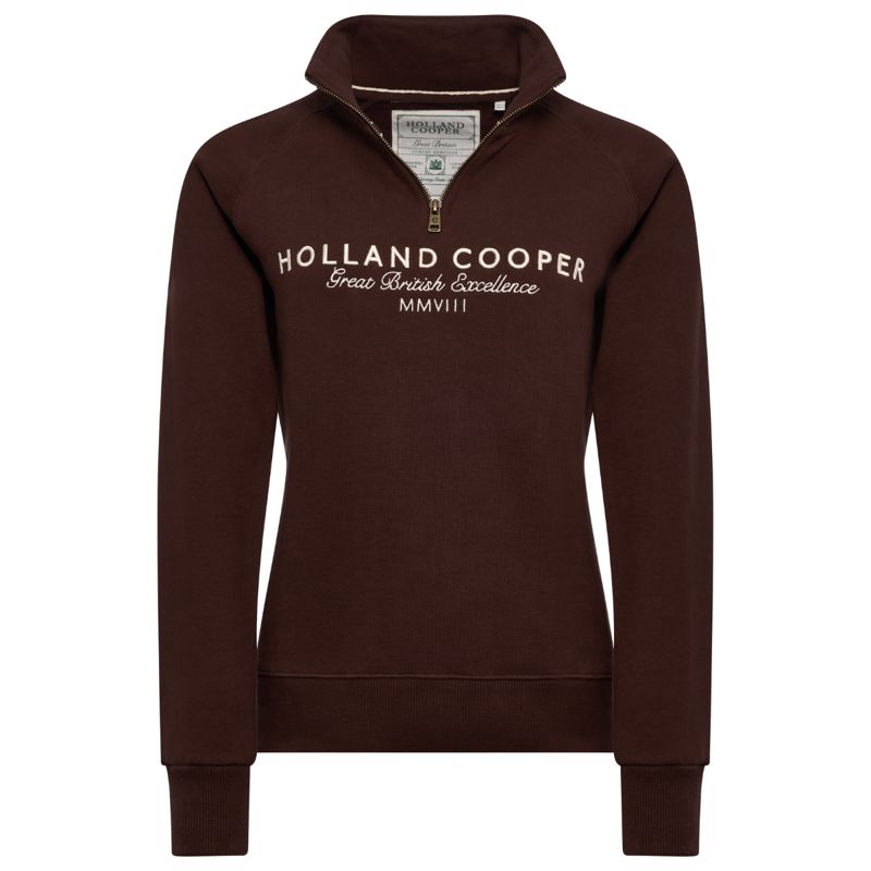 Holland Cooper Sporting Goods Zip Henley - Walnut-2
