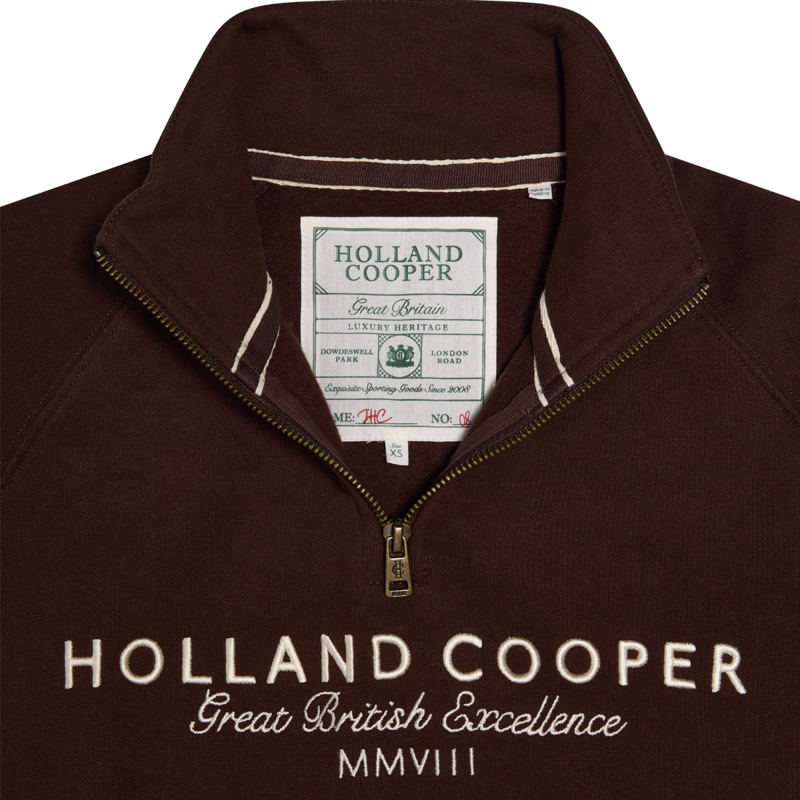 Holland Cooper Sporting Goods Zip Henley - Walnut-7