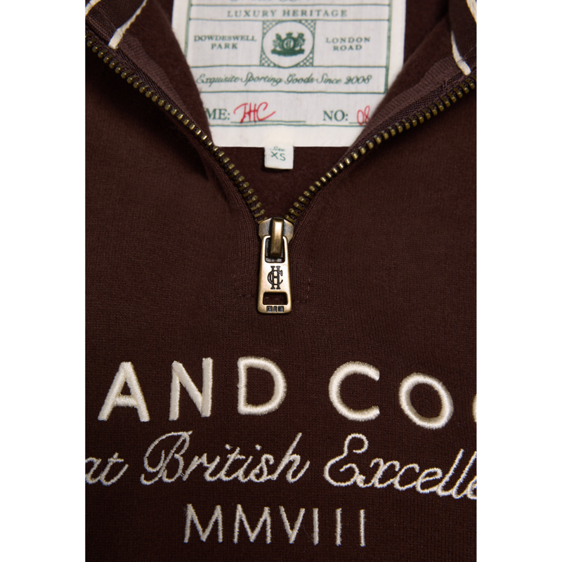 Holland Cooper Sporting Goods Zip Henley - Walnut-6