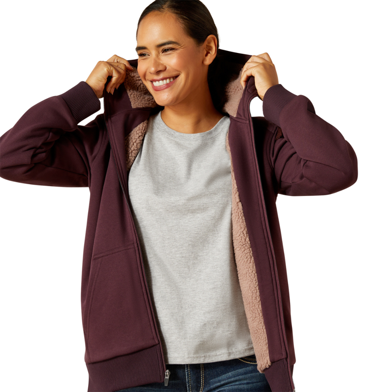 Ariat Women's All-Weather Sherpa Full Zip Hoodie - Fudge-4