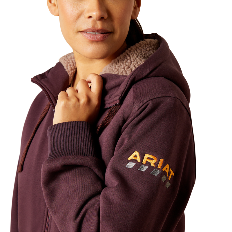 Ariat Women's All-Weather Sherpa Full Zip Hoodie - Fudge-5