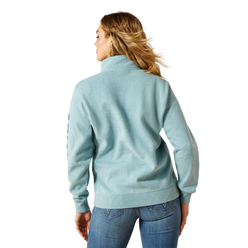 Ariat Women's Foundation Logo 1/2 Zip Sweatshirt - Teal Heather-2