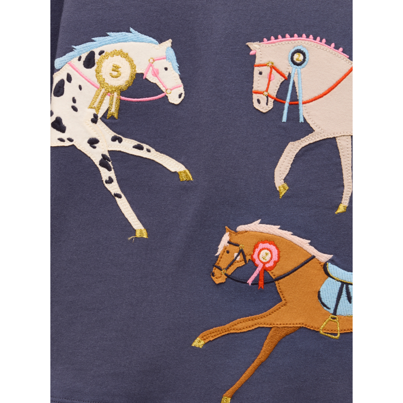 Joules Girls' Ava Applique Long Sleeve Top - Navy Blue-3