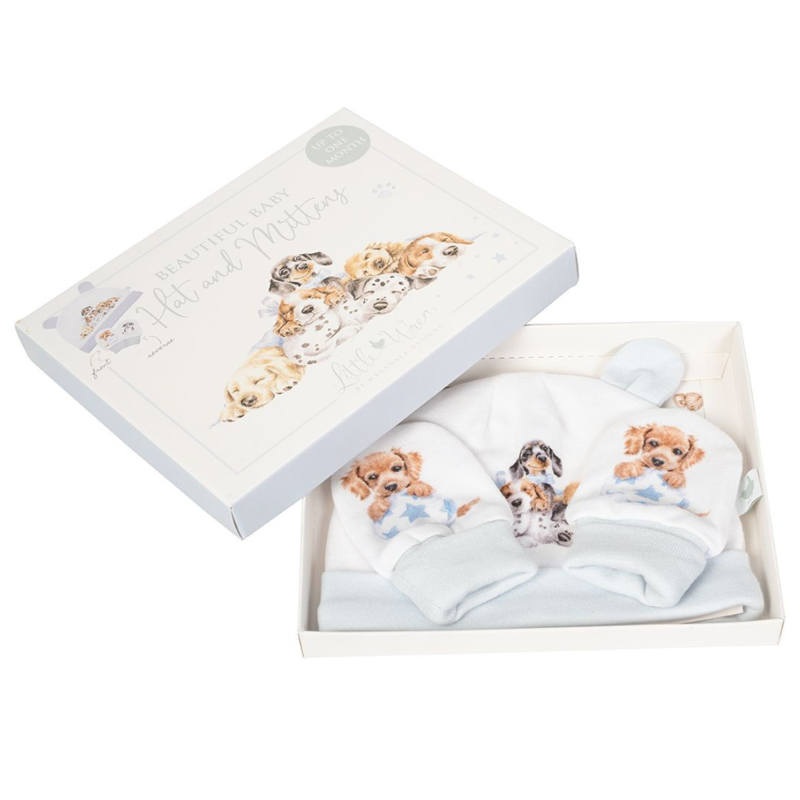 Wrendale Designs 'Little Paws' Dog Newborn Hat and Mitten Set-2