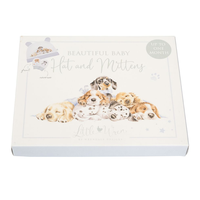 Wrendale Designs 'Little Paws' Dog Newborn Hat and Mitten Set-1