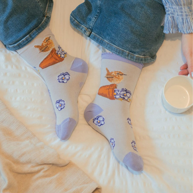 Wrendale Designs Women's Pottering About Wren Socks-1