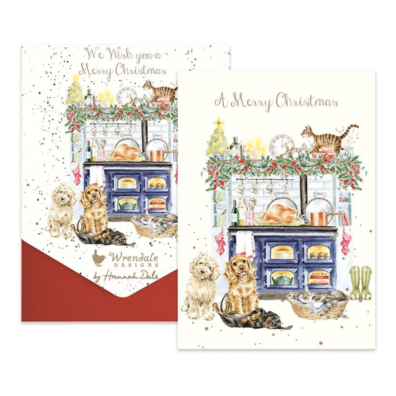 Wrendale Designs 'The Country Christmas Kitchen' Dog and Cat Christmas Card Pack