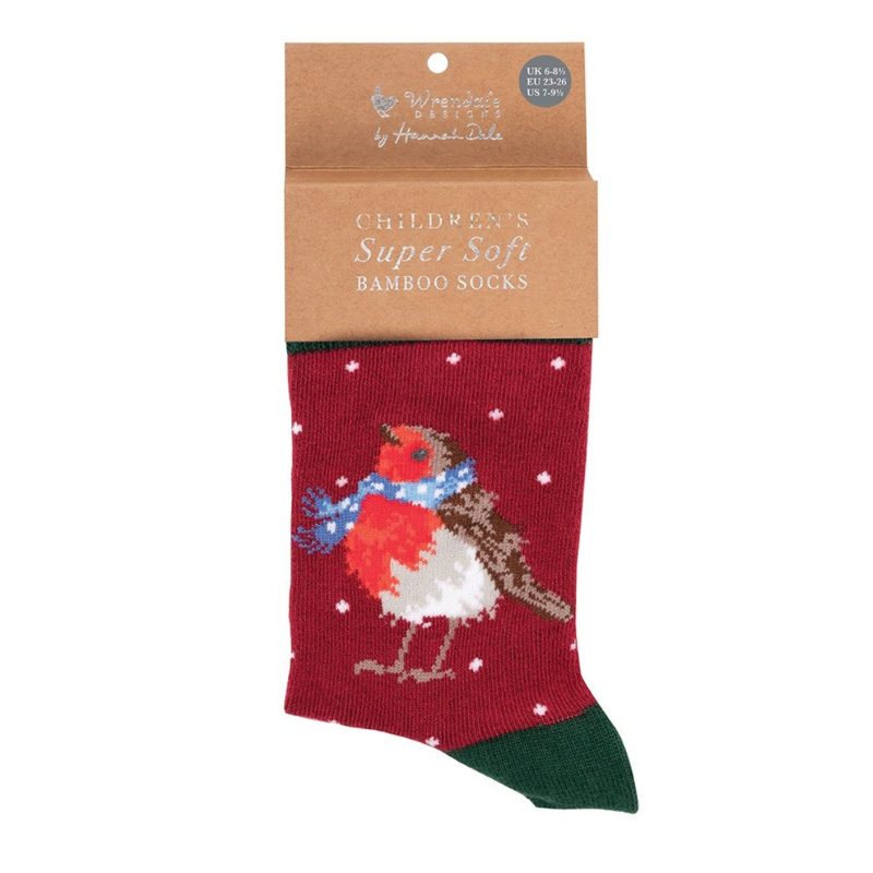 Wrendale Designs 'Season's Tweetings' Robin Children's Christmas Socks