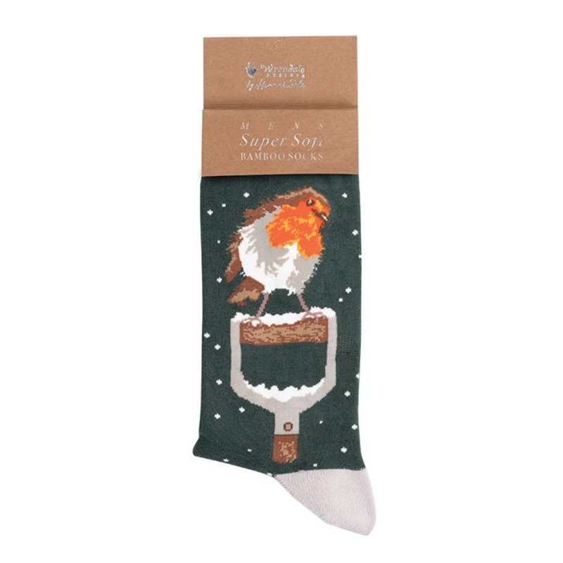 Wrendale Designs 'A Little Red Robin' Robin Men's Christmas Socks