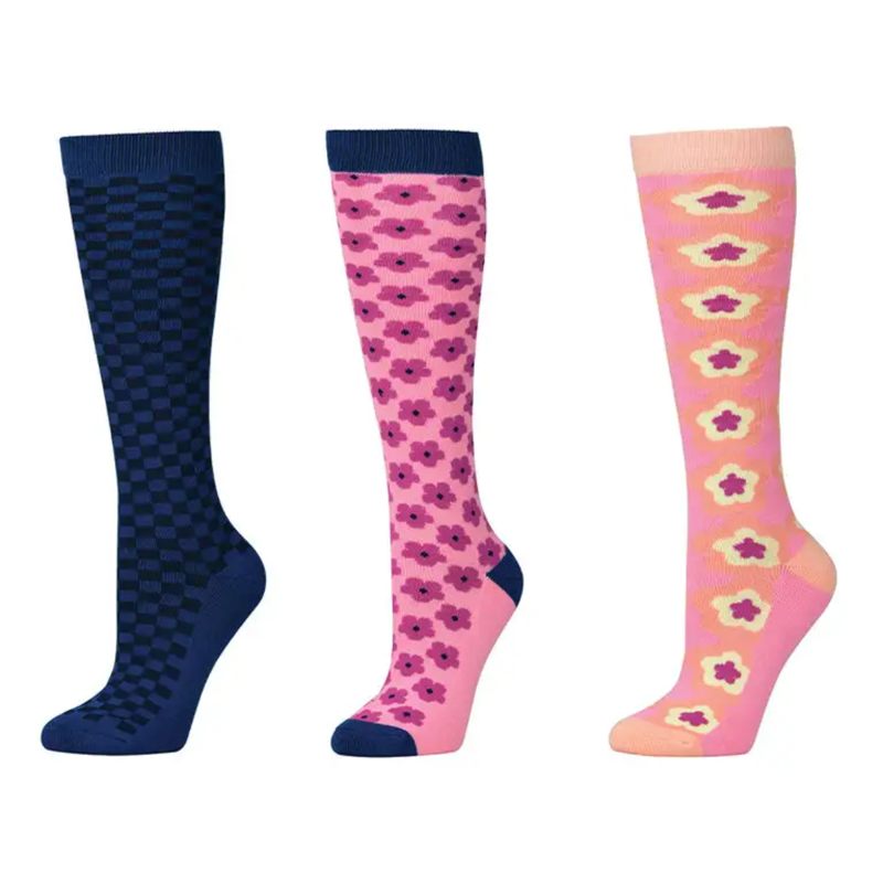 Dublin Adults 3 Pack Socks - Navy Geo Floral