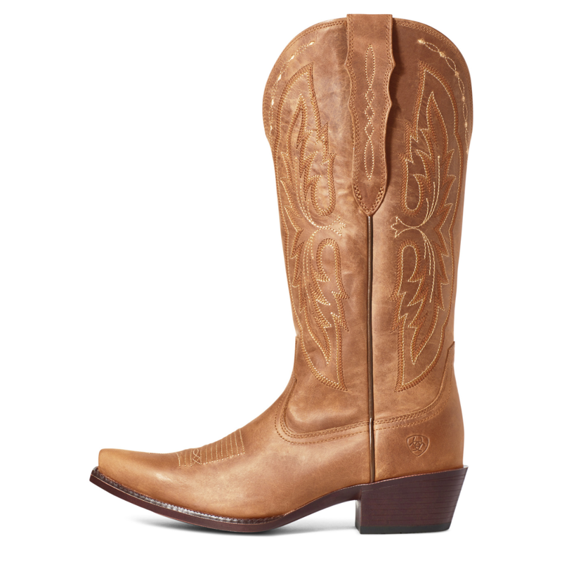 Ariat Women's Heritage X Toe Elastic Wide Calf Western Boot - Distressed Brown-1