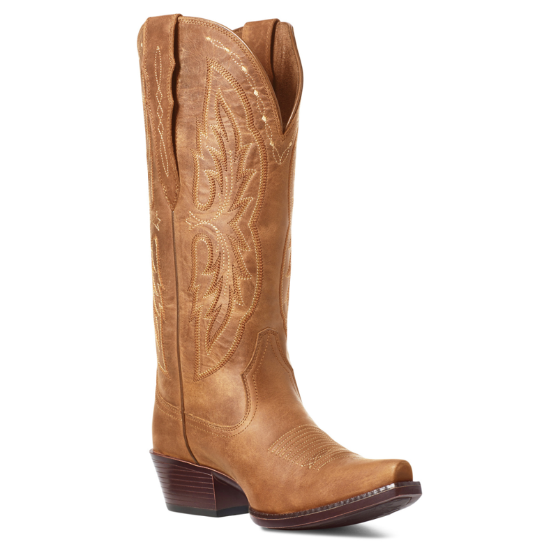 Ariat Women's Heritage X Toe Elastic Wide Calf Western Boot - Distressed Brown-3
