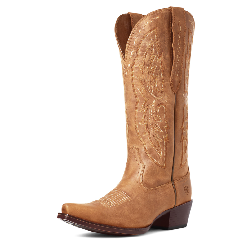 Ariat Women's Heritage X Toe Elastic Wide Calf Western Boot - Distressed Brown