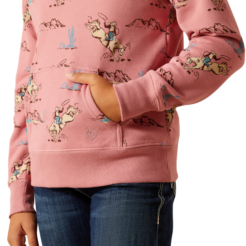 Ariat Youth Bronc Scene 1/4 Zip Sweatshirt - Bronc Toile-3