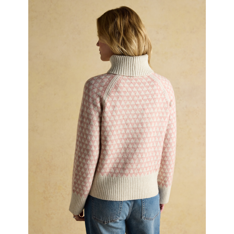 Joules Ladies Addison Patterned Knitted Jumper - Pink/Cream-3