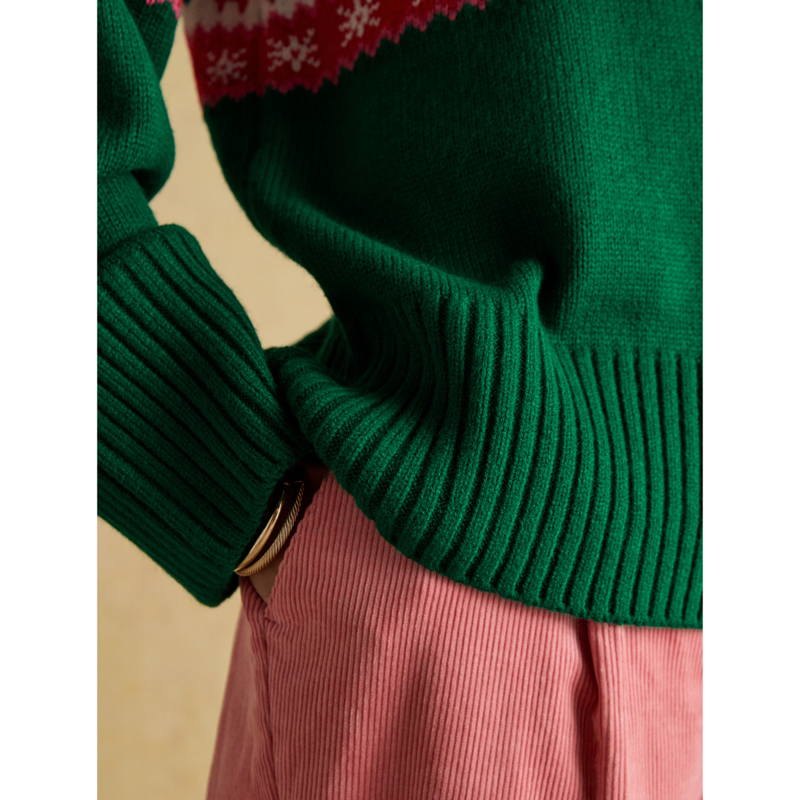 Joules Ladies Flocking Around Knit Christmas Jumper - Green-8