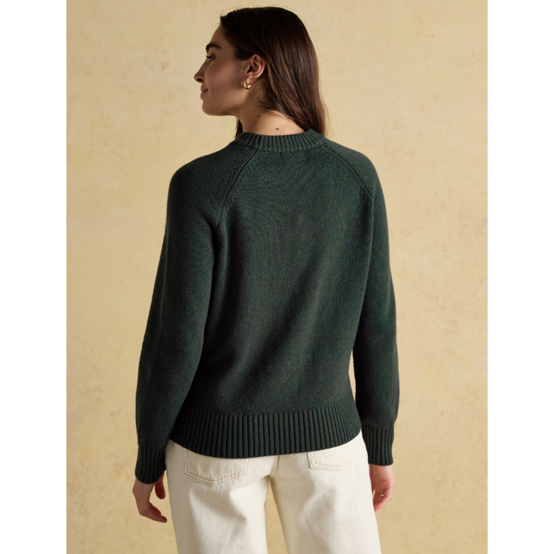Joules Ladies Jonty Intarsia Cotton-Rich Crew Neck Jumper - Green-2
