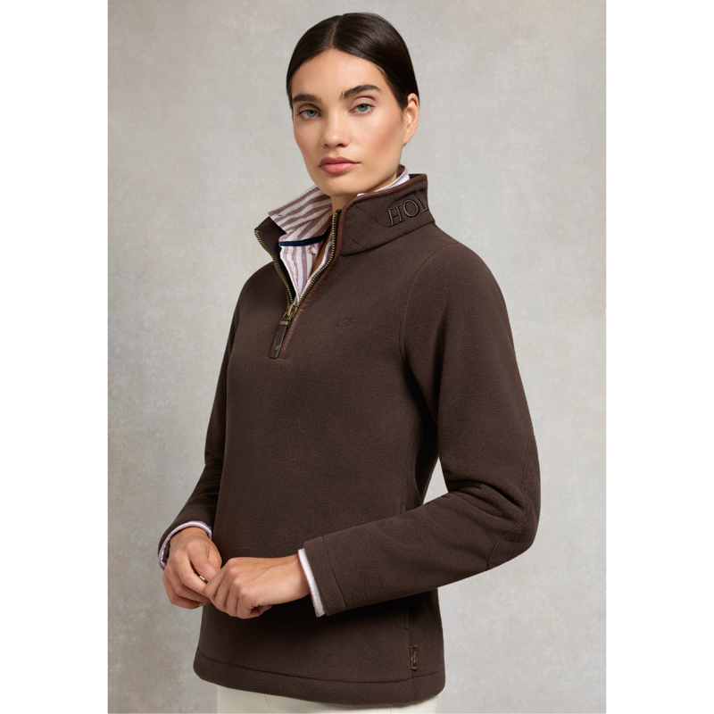 Holland Cooper Country Fleece Quarter Zip - Chocolate-1