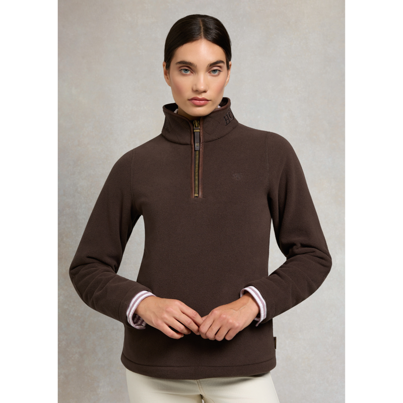 Holland Cooper Country Fleece Quarter Zip - Chocolate