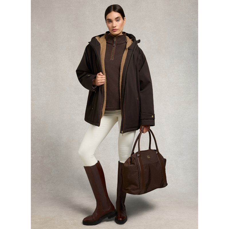 Holland Cooper Country Fleece Quarter Zip - Chocolate-3